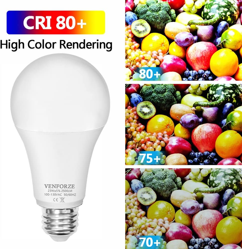 Bright Light Bulb,150w-200w Equivalent 2500LM E26 Led Bulb 23W Cool White 4000K A21 Led Light Bulb Non-Dimmable 2-Pack