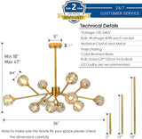 Sputnik Chandeliers Modern Crystal Pendant Lighting Gold Chandelier 12 Lights Mid Century Ceiling Light Fixtures for Dining Room Kitchen Island Living Room Bedroom Bar A116-B09ZXXV34B