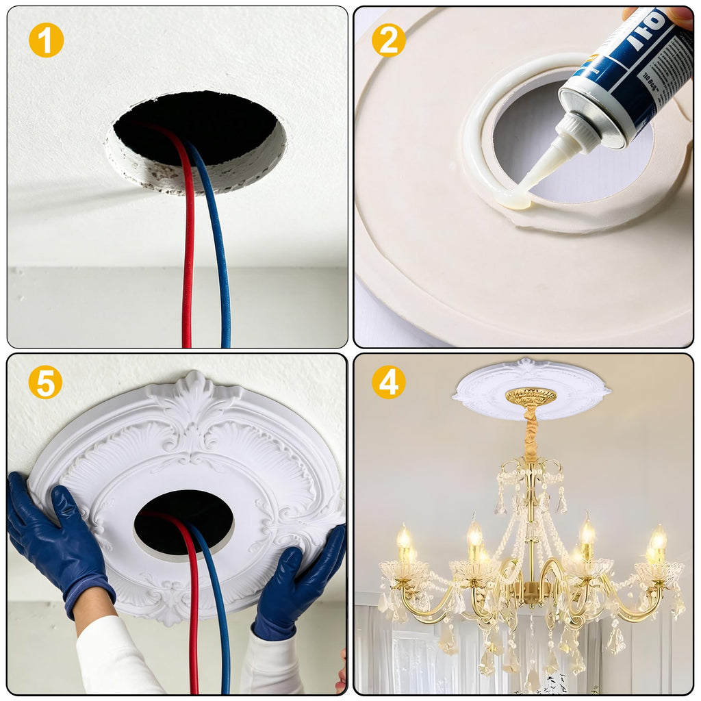 13-Inch Ceiling Medallion, White Primed Light Fixture Canopy, Decorative Ceiling Rosette for Chandeliers & Ceiling