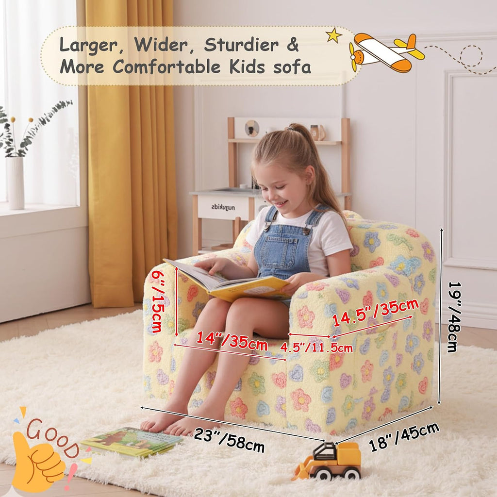 Kids Sofa, Childrens Couch with Carry Handle, Portable Toddler Foam Sofa Couch, Lightweight Kids Chair for Playroom