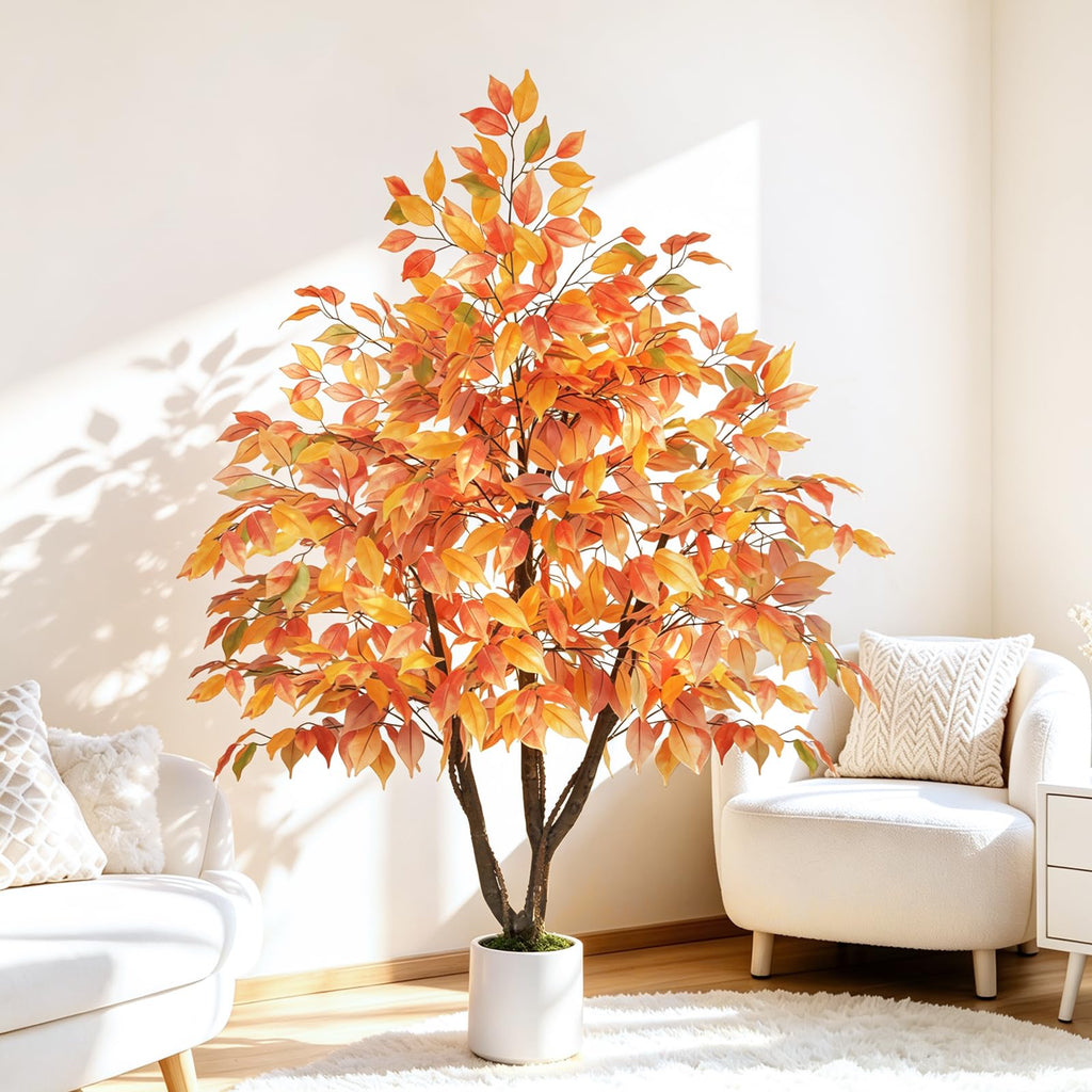 Artificial Fall Ficus Tree 5FT, Indoor Outdoor Faux Tree