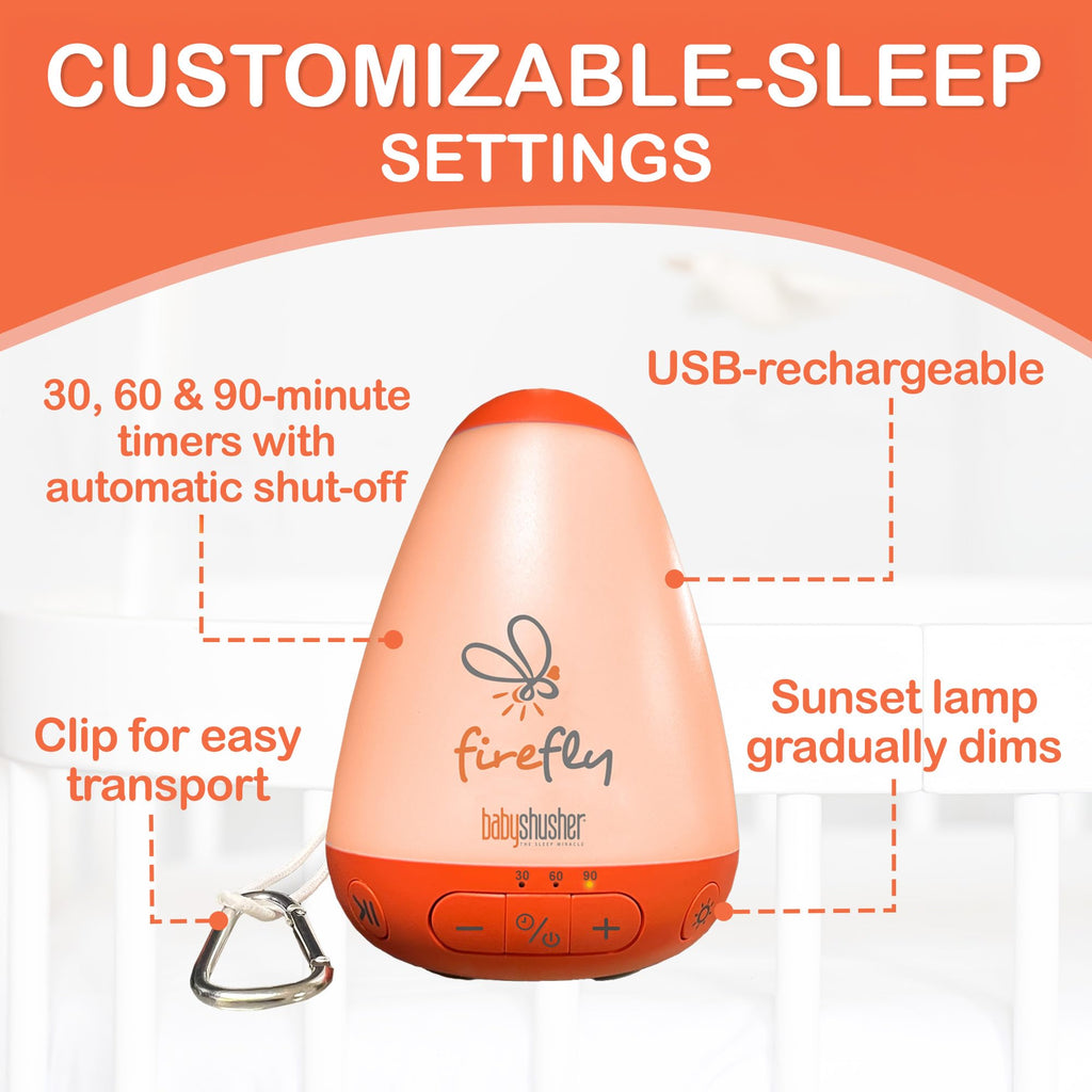 Shusher Firefly Baby Soother with Nightlight, White Noise, 1 Count