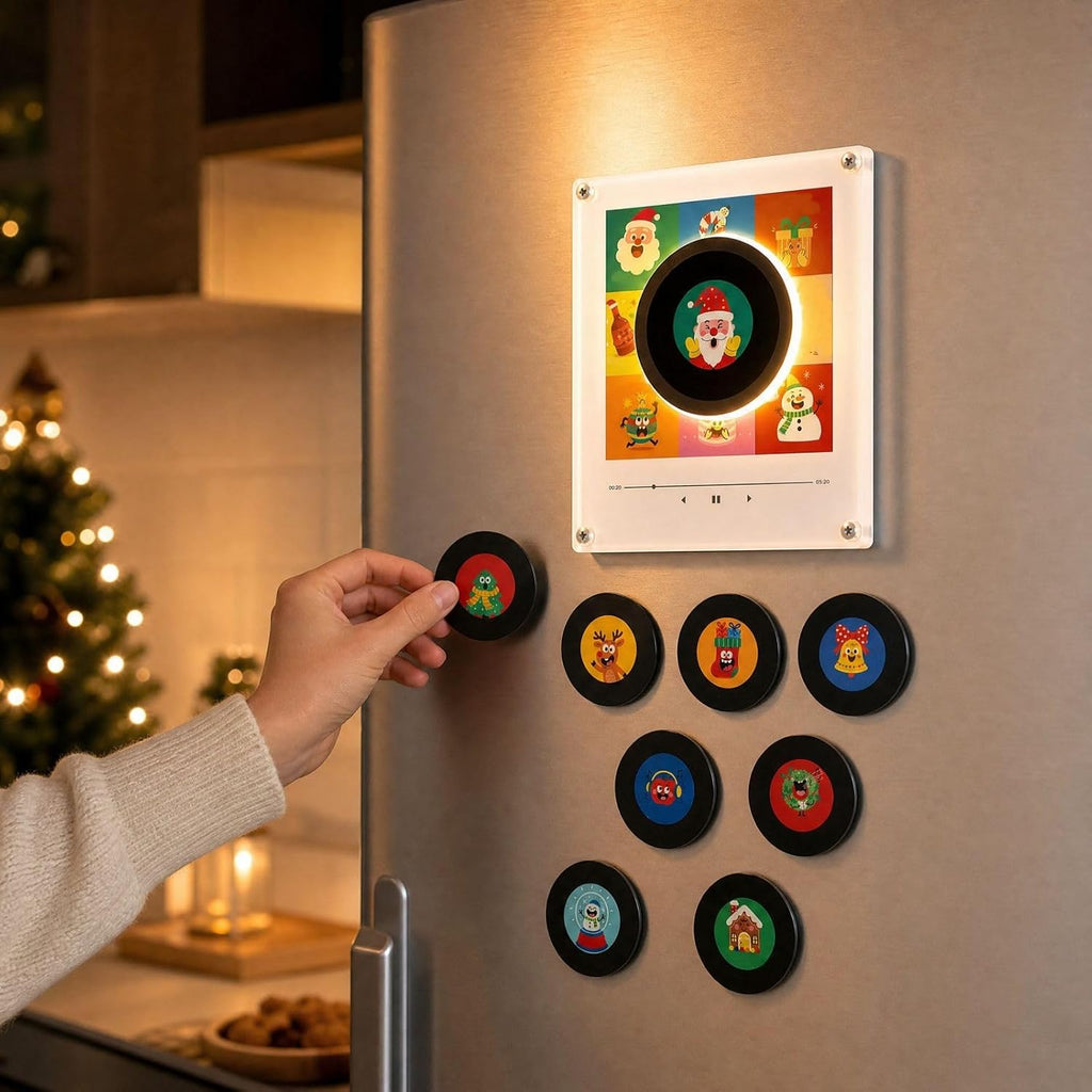 Christmas Vinyl Player Fridge Record Nfc Mini Jingle Magnetic Music Box Set