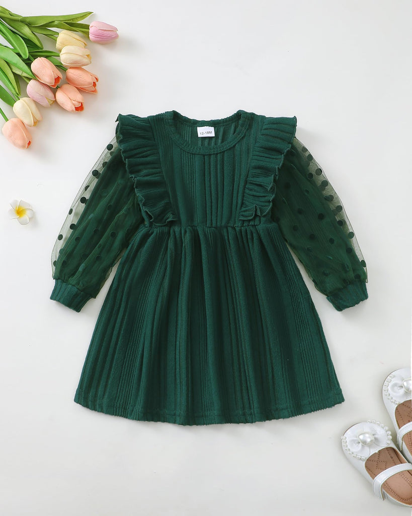 Baby Girl Dress Green Sweater Dresses Fall Christmas Outfits 12
