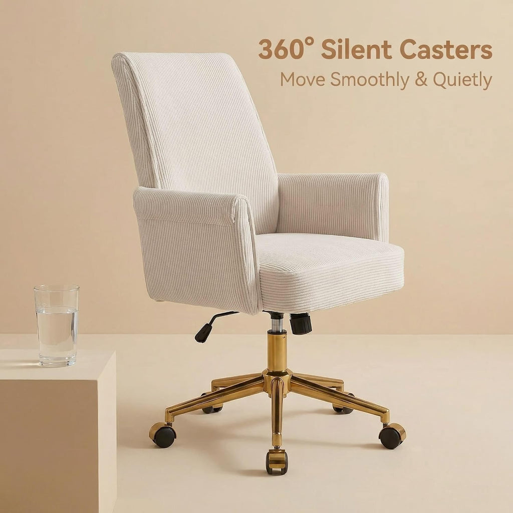 Velvet Home Office Desk Chair, Accent Upholstered Modern Height Adjustable Swivel Chair with Wheels,Ergonomic
