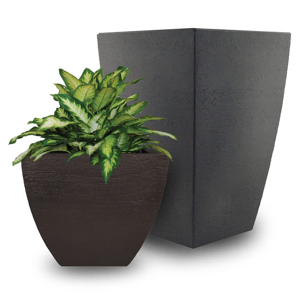 Modern Square Garden Planter, 20-Inch, Espresso