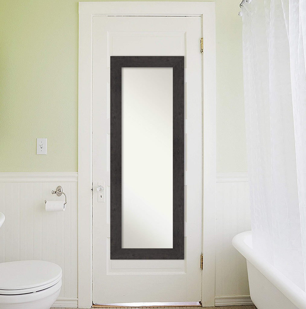 Brown Full Length Mirror for Door, 53x19 Rustic Plank Espresso Tall Wall Mirror Full Length, Mounted to Door or
