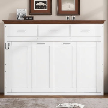 Twin Horizontal Murphy Bed with Drawers,Wood Space-Saving Folding Hideaway Murphy Wall Bed with Storage Drawers, for