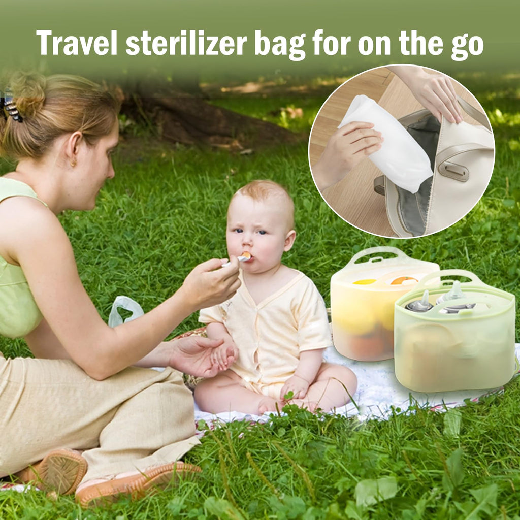 Silicone Travel Bottle Sterilizer Bags | 2000ml Microwave Steam Sterilizer Bags for Baby Bottles, Breast Pump &