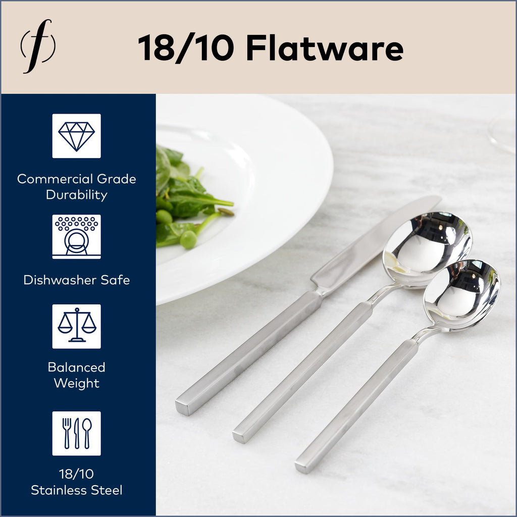 Jaxson 18/10 Stainless Steel Flatware, 5 Piece Place Setting With Table Knife, Forks and Spoons (Service For 1)