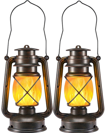 Vivid Flame LED Lantern - Outdoor & Garden Decoration, Wedding Patio Decorate, Vintage LED Flame Effect -2PACK