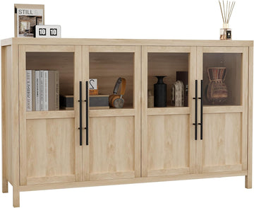 Sideboard Buffet Cabinet with 4 Glass Doors