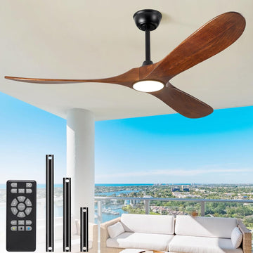 60" Ceiling Fan with Light and Remote, 6-Speed Dimmable Outdoor Ceiling Fan, High CFM Quiet 3 Blade Wood Ceiling Fan