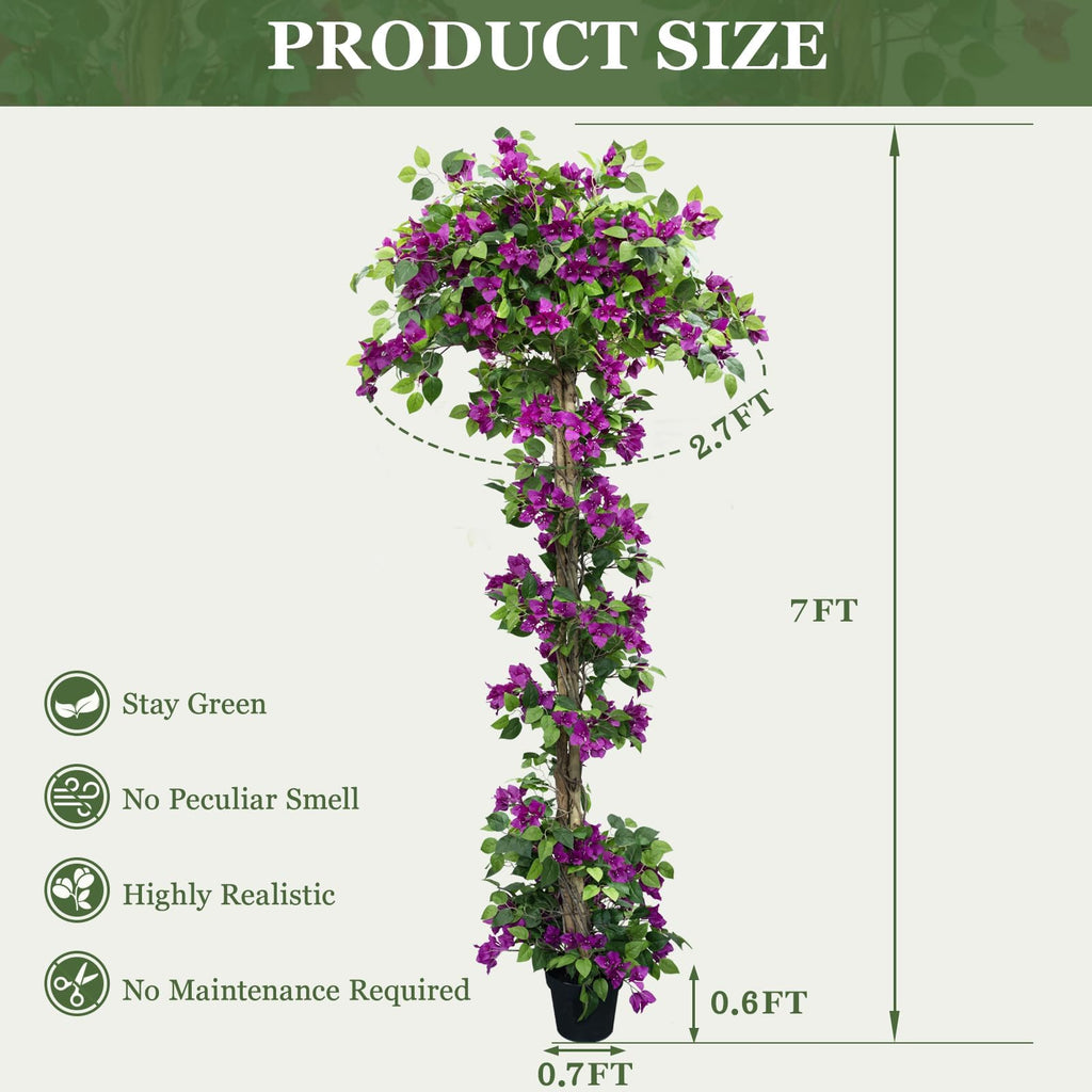 7FT Tall Bougainvillea Artificial Tree for Indoor & Outdoor