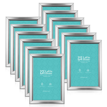4x6 Picture Frames (12 Pack, Silver) Simple Designed Photo Frame with High Definition Glass for Wall Mount & Table