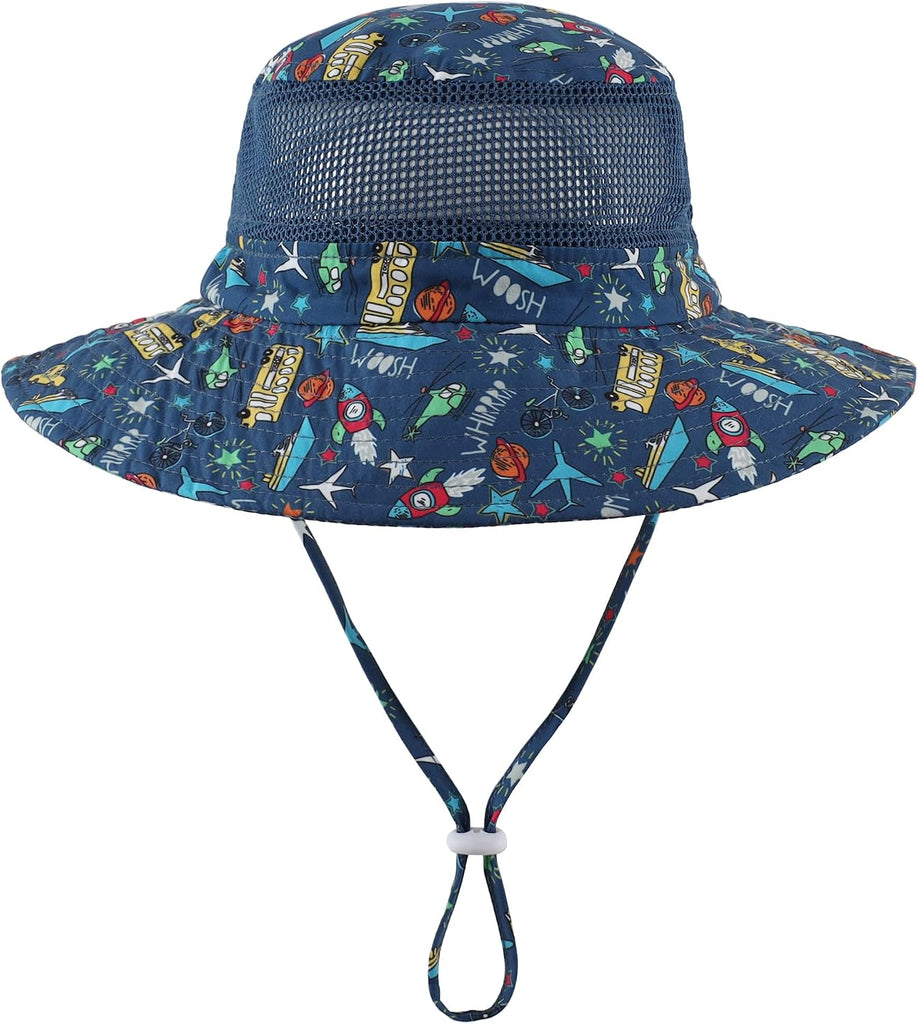 UPF50+ Wide Brim Sun Hat Boys Girls Sun Protection Hat Zoo Beach Swim Safari Bucket Hat for Baby Toddler Kid