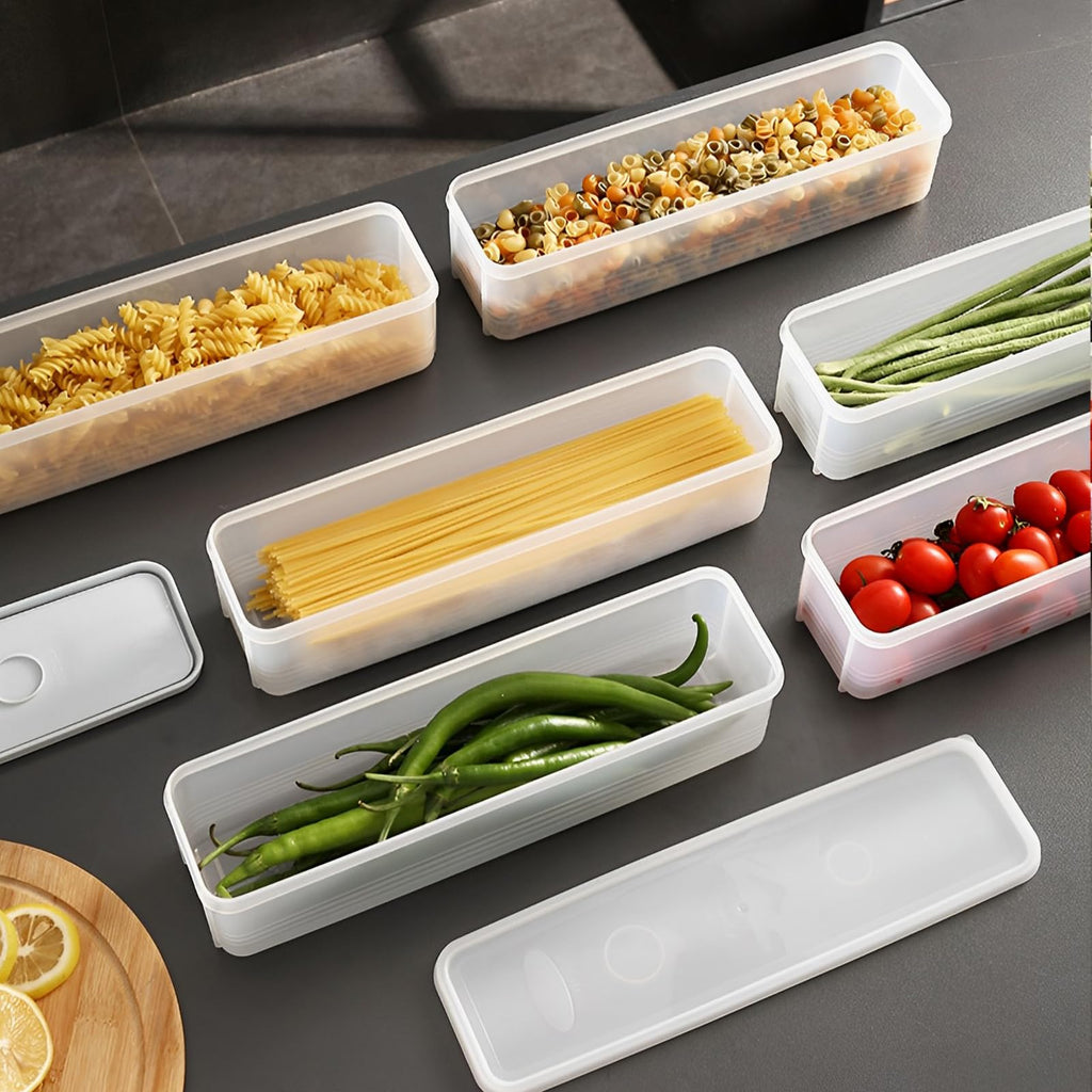 Set of 6 Pasta Storage Containers with Lid, Airtight Spaghetti Noodle Holder Rectangular Chopstick Storage Box Sealed
