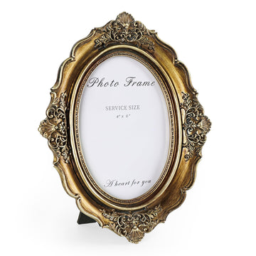 4x6 Vintage Picture Frame Gold Oval Ornate Resin Photo Frame
