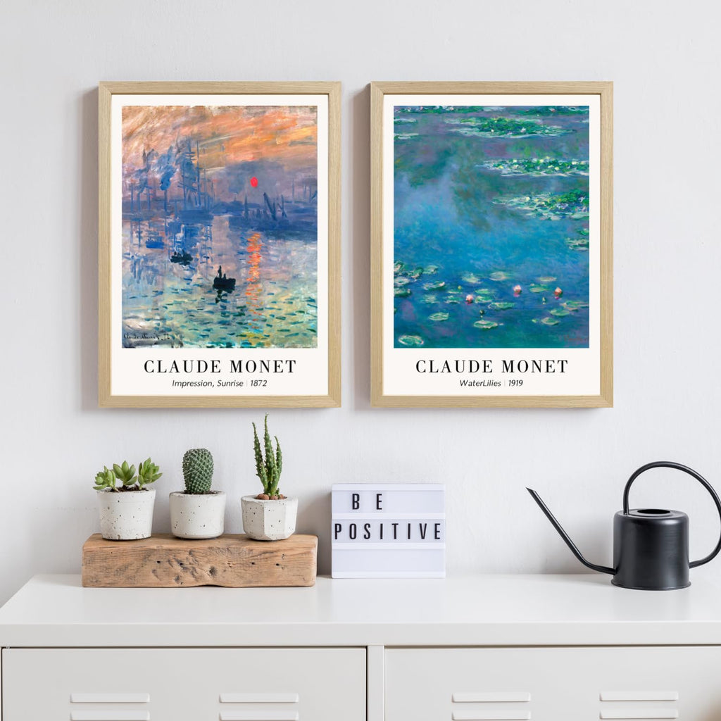 Claude Monet Water Lilies Wall Art Set of 3, 12x16 Framed Prints