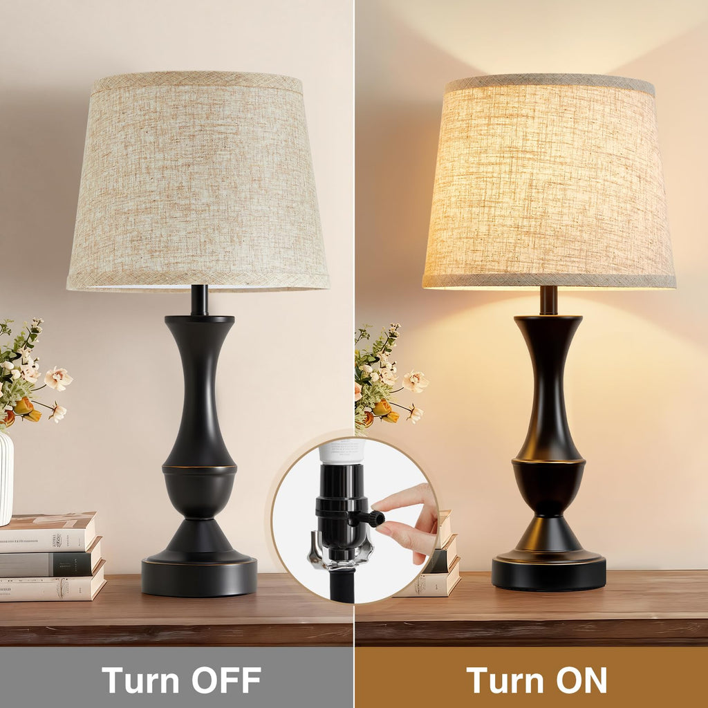 Table Lamp Set of 2, 19" Farmhouse Vintage Bedside Lamps