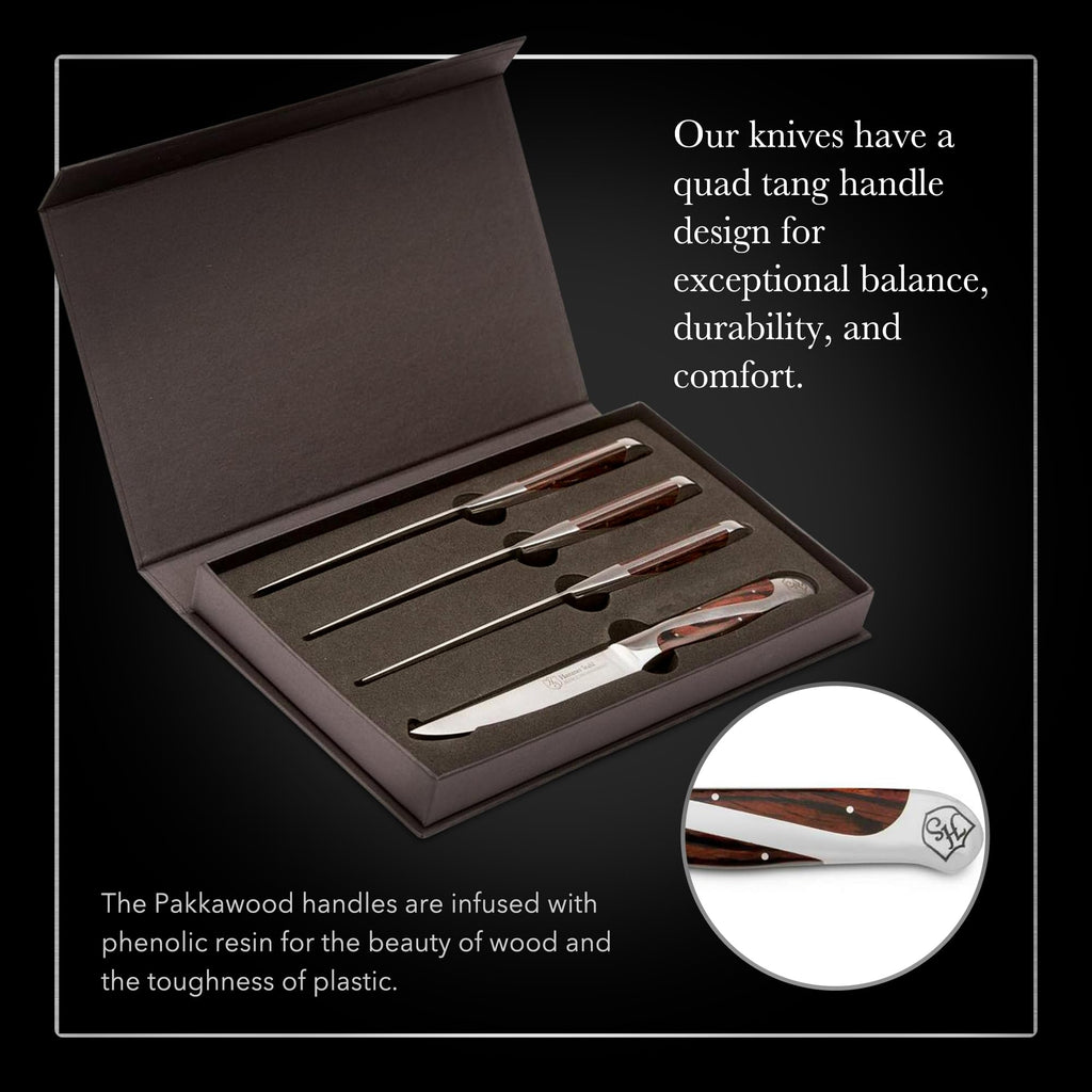 Stahl Steak Knives Set Of 4 | High Carbon German Steel Kitchen Knife Set | Stainless Steel Knife Set With Ergonomic