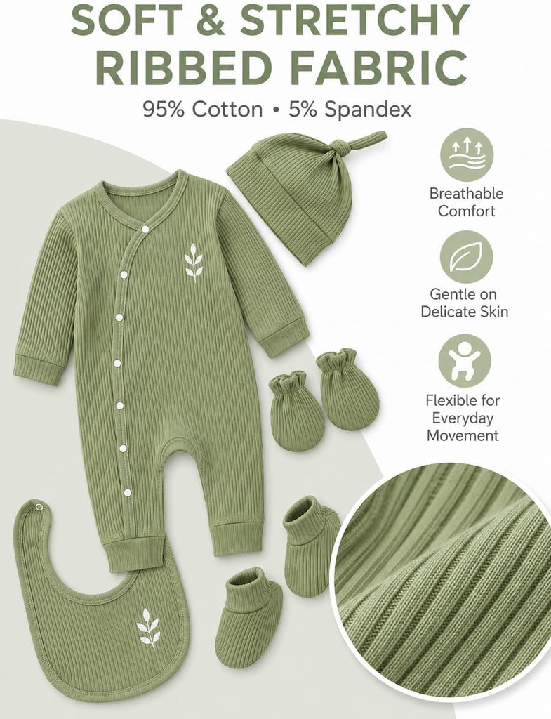 Baby Boy Piece Ribbed Romper Set