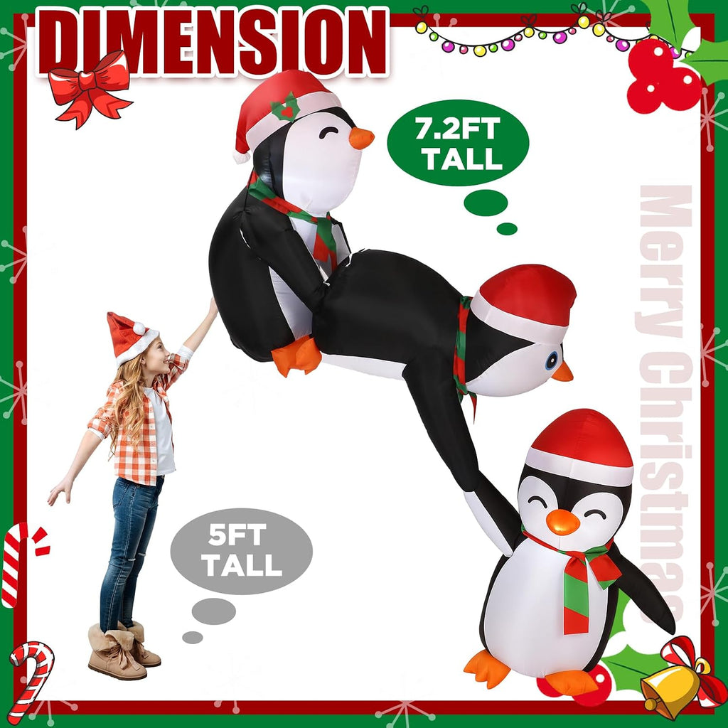 7ft Penguin Christmas Inflatable Roof Hanging Outdoor Decorations