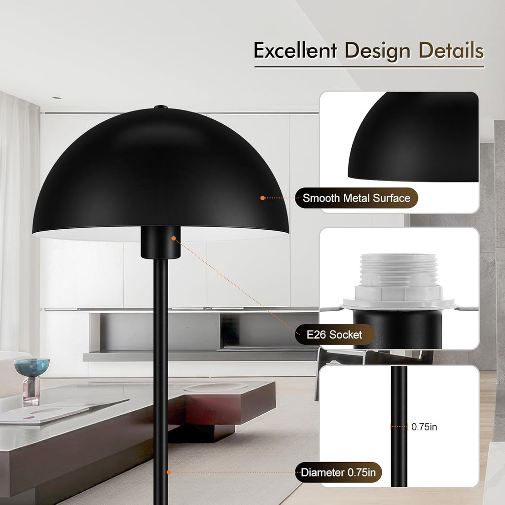 Floor Lamp, Industrial Black Floor Lamps, 65.6in Standing Lamp, Retro Mushroom Dome Shade, Whole Metal, E26 Socket