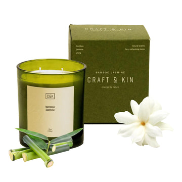 12oz Bamboo Jasmine Candle | Premium Green Scented Candles for Men | Winter Candles Made with Natural Soy | Holiday