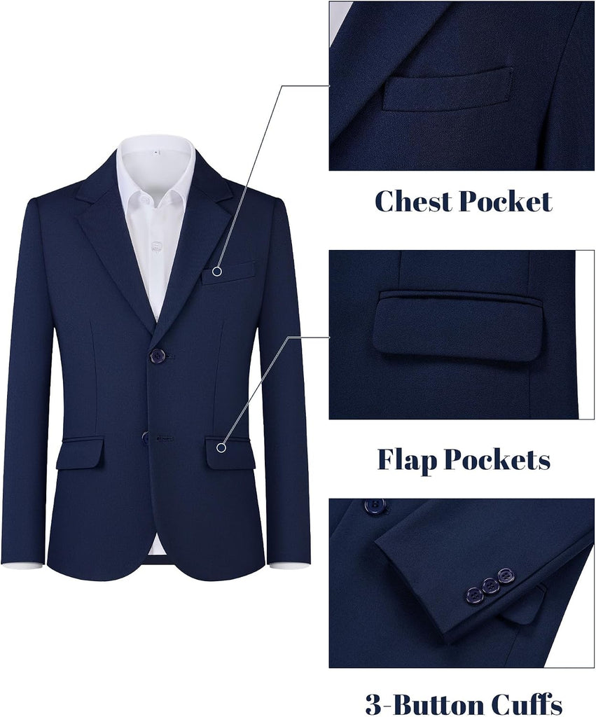 Boys' Slim Fit Suit 3 Pieces:Jacket, Pants, Shirt,Summer Suit Set for Teens Boys Wedding Beach