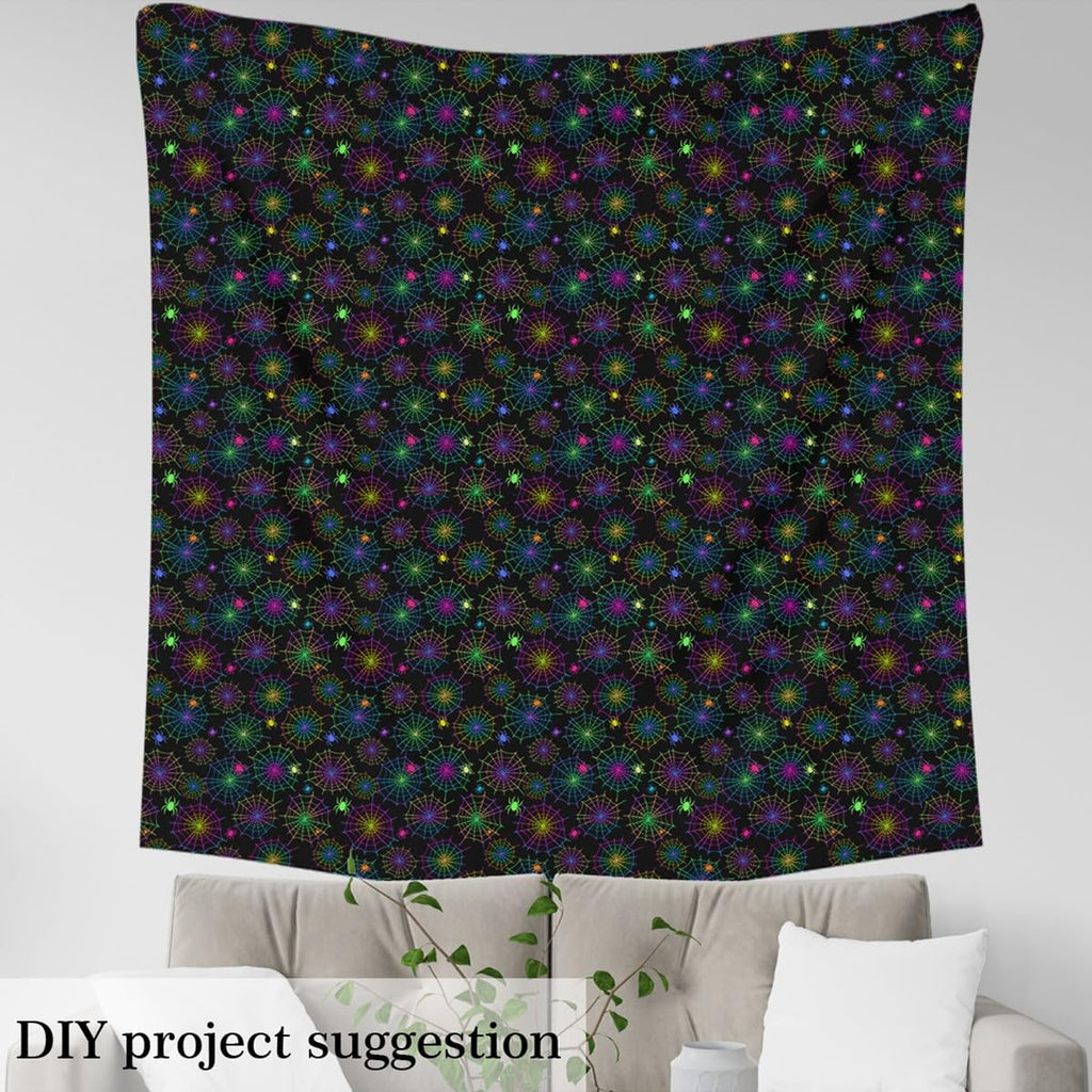 Spider Web Soft Polyester No Stretch Fabric Halloween Spider DIY Sewing Fabric by The Yard Abstract Colorful Spiders