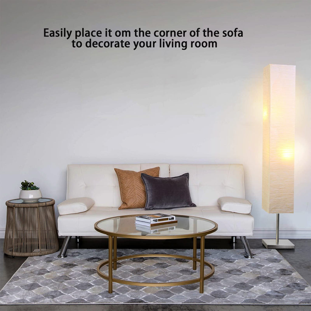 Modern Floor Lamp, Paper Tall Standing Lamp with Shade, Off White