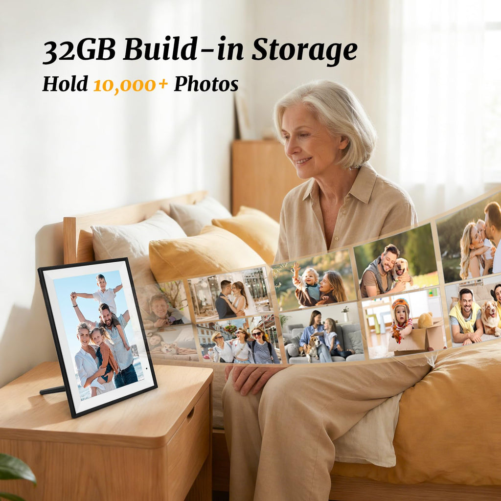 Digital Picture Frame 10.1 Inch Digital Photo Frame 32GB Storage, WiFi Picture Frame with1280x800 IPS Touch Screen