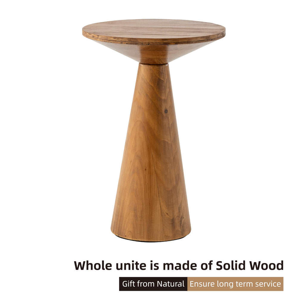Small Pedestal End Table Round Farmhouse Martini Table, Walnut