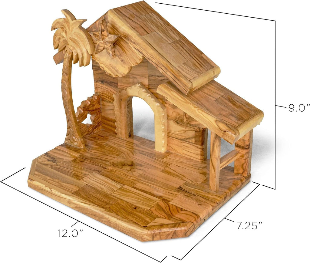 Olive Wood Nativity Set from Bethlehem - Intricately Hand Carved Wooden Nativity Set from the Holy Land