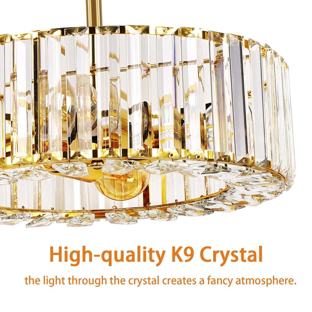 Gold Crystal Chandelier Ceiling Light - 4-Light Ceiling Light Fixture Modern Ceiling Mount Lights Chandelier for