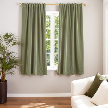 Beige Velvet Curtains Neutral Rod Pocket 52×90 Inch 2 Panels