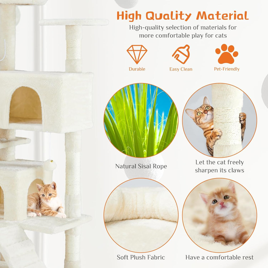 54-inch Cat Tree Tower with Scratching Posts, Indoor Use