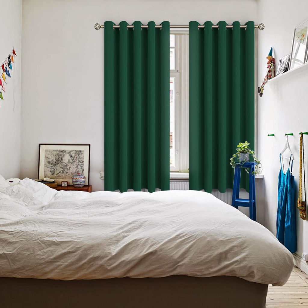 Emerald Green Blackout Curtains 63 Inch Long - 2 Panels