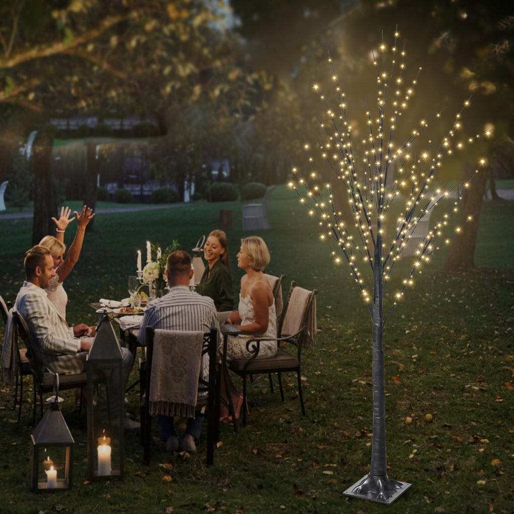 5FT Lighted Birch Tree, 400 LED Warm White Lights