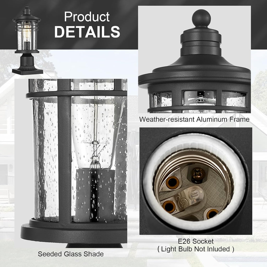 Outdoor Post Lights Lamp Posts Outdoor Lighting, Waterproof Aluminum Post Lights Outdoor Light Fixtures with Glass