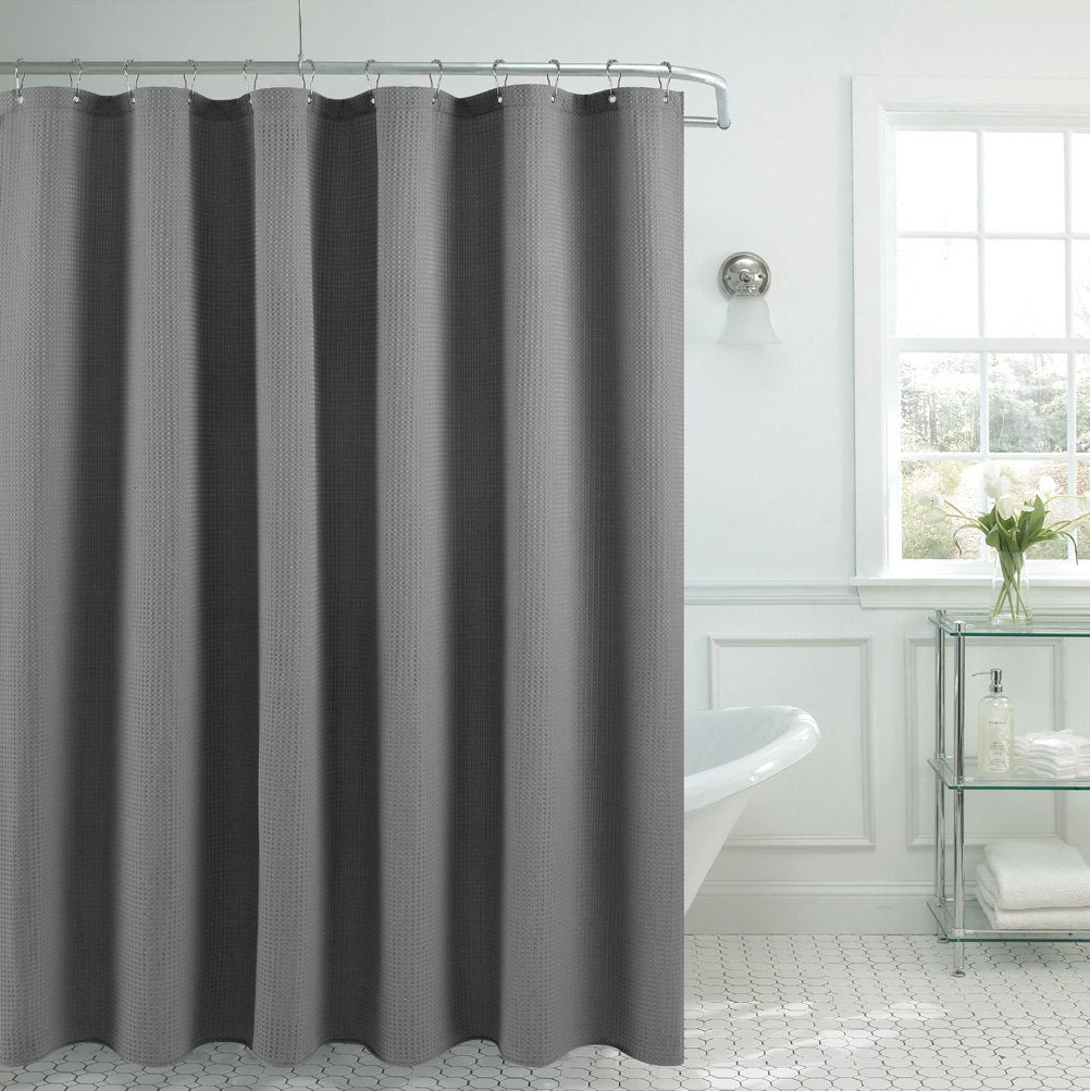 Waffle Weave Long Shower Curtain Gray 78 Inch Length