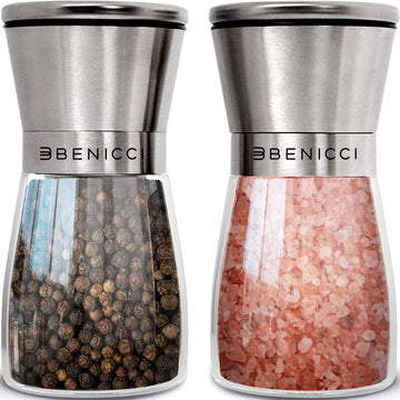 Manual Salt and Pepper Grinder, 5 oz Refillable Ceramic Mills - Set of 2