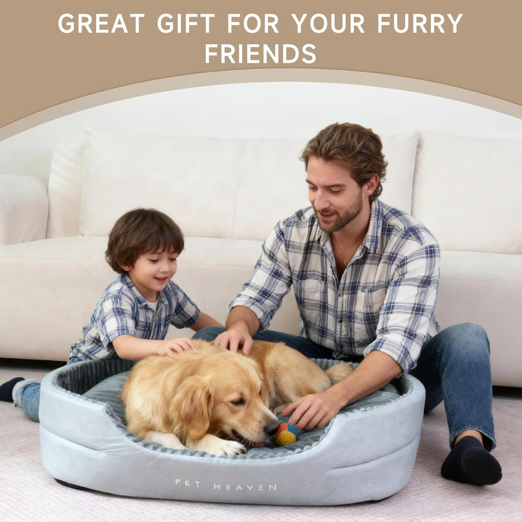 Orthopedic Dog Bed, Round Memory Foam, Washable, Large Dogs, Grey