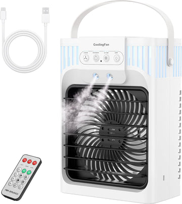 Portable Air Conditioners, 3 Speeds, 3 Mist Modes, 40oz Water Tank, 2~8h Timer & 7-color Ambient Lights