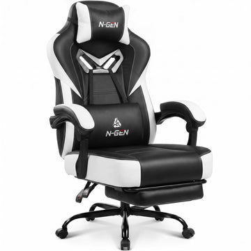 Big & Tall Gaming Chair with Footrest, Lumbar Support, White