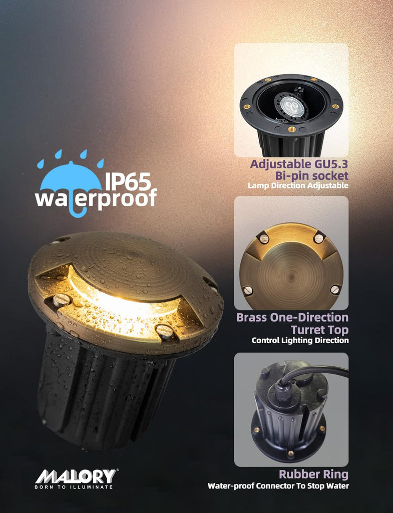 Low Voltage Landscape Well Lights,(φ126 mm Brass Top Cover 1Pack