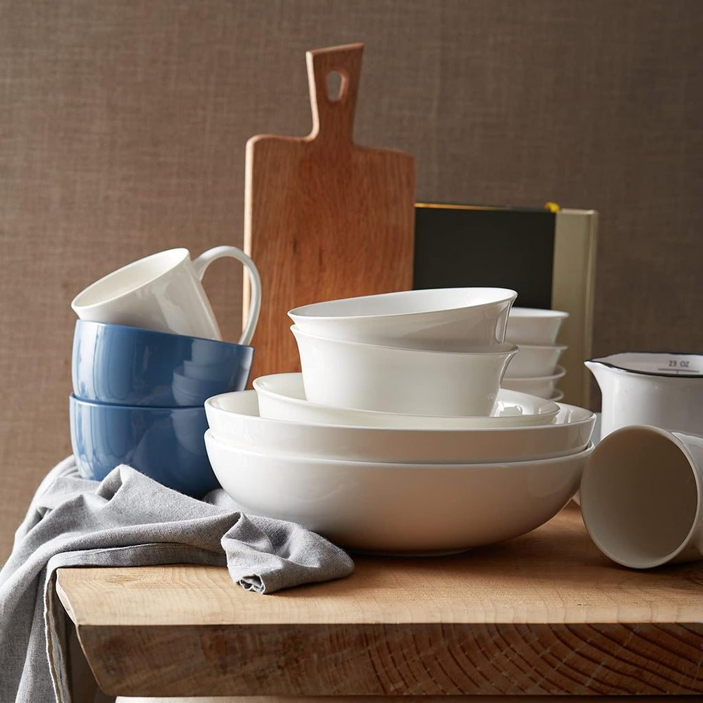 11.5" Large Serving Bowls, 3.2 Qt White Serving Platter, Big Ceramic Centerpiece Bowls, Microwave & Dishwasher Safe