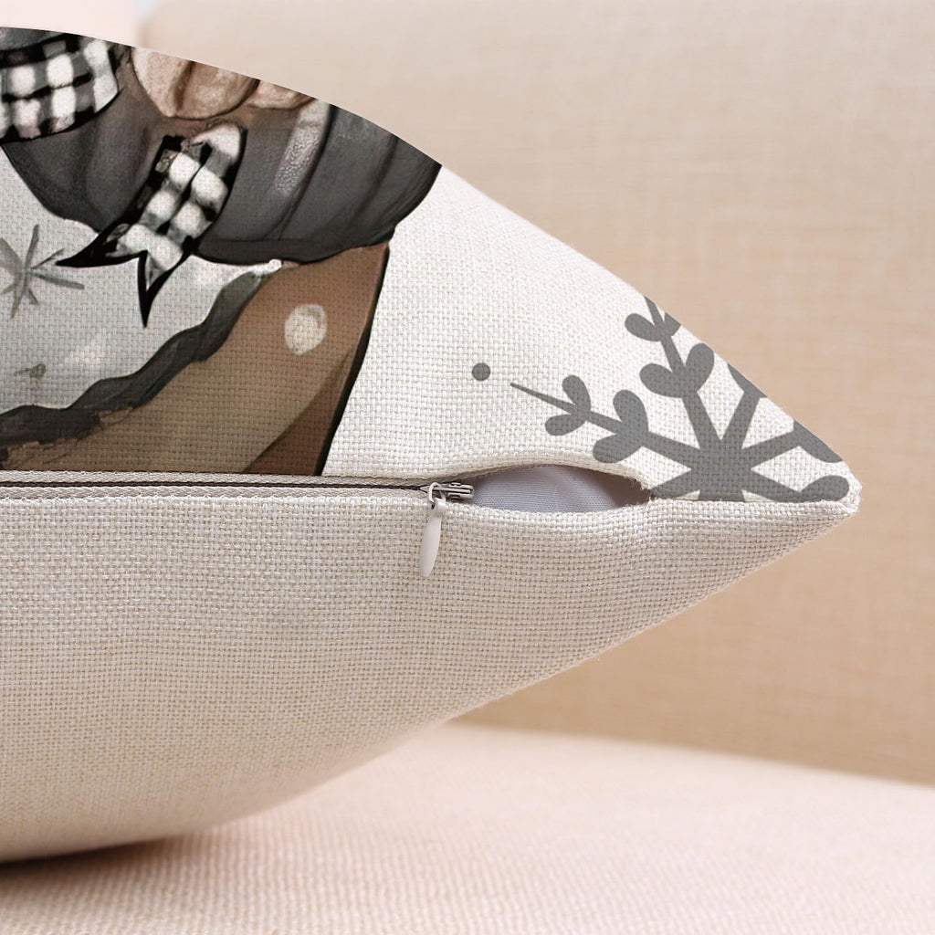 Black White Buffalo Check Plaids Christmas Pillow Covers 18x 18 Inches (Gray Stripe)