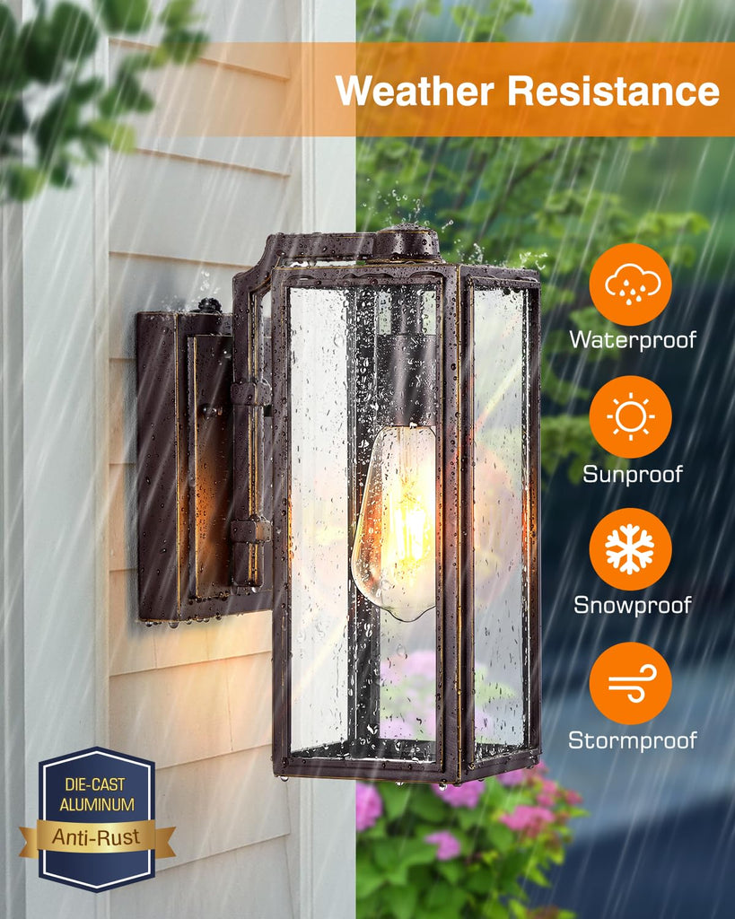 Dusk to Dawn Outdoor Lighting, Modern Oil Rubbed Bronze Wall Light Fixtures, 100% Aluminum Porch Lights Outdoor